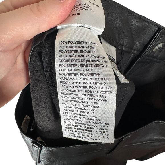 Levi's Premium Math Club Slacks Black Faux Leather High Rise Straight Leg 27 - Picture 9 of 14